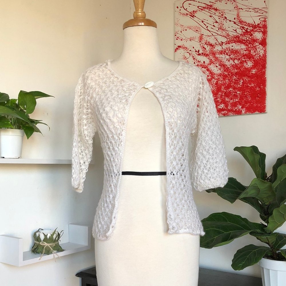 Angora Wool White Cardigan